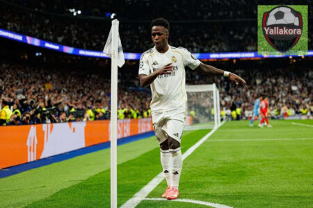 فينيسيوس جونيور يحتفل بهدفه الحاسم ضد بنفيكا في دوري أبطال أوروبا.